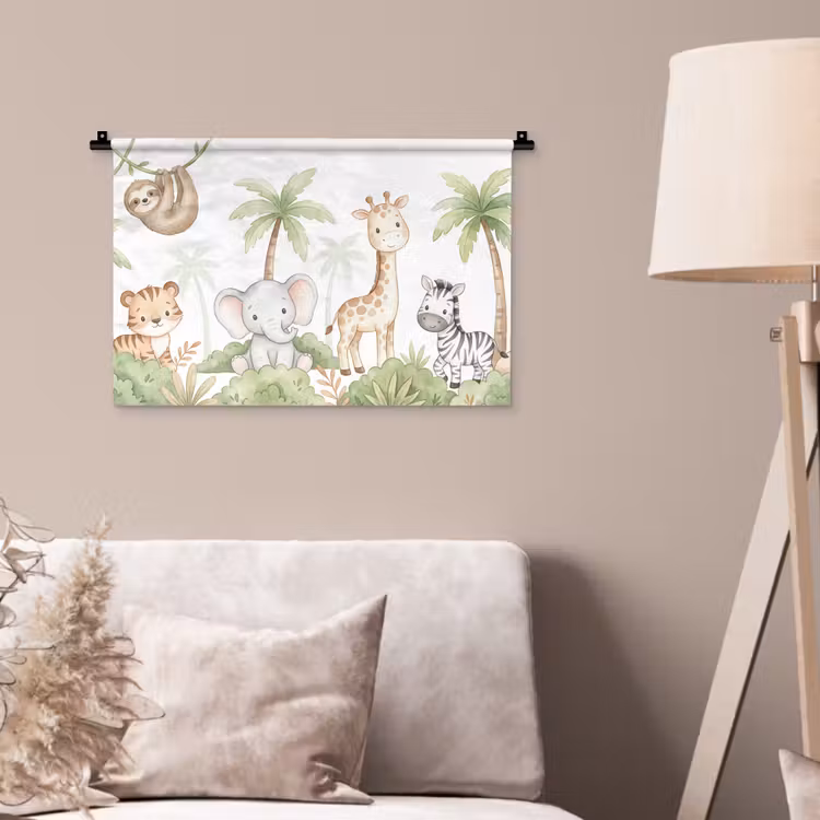 Dieren - Jungle - Pastel Wandkleed katoen klein -sfeer4