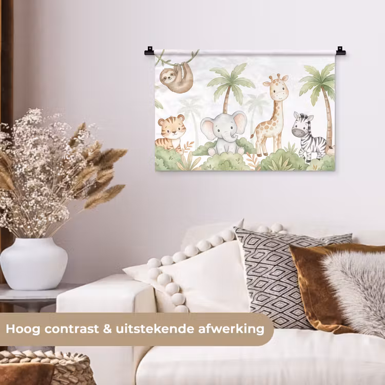 Dieren - Jungle - Pastel Wandkleed katoen klein -sfeer1