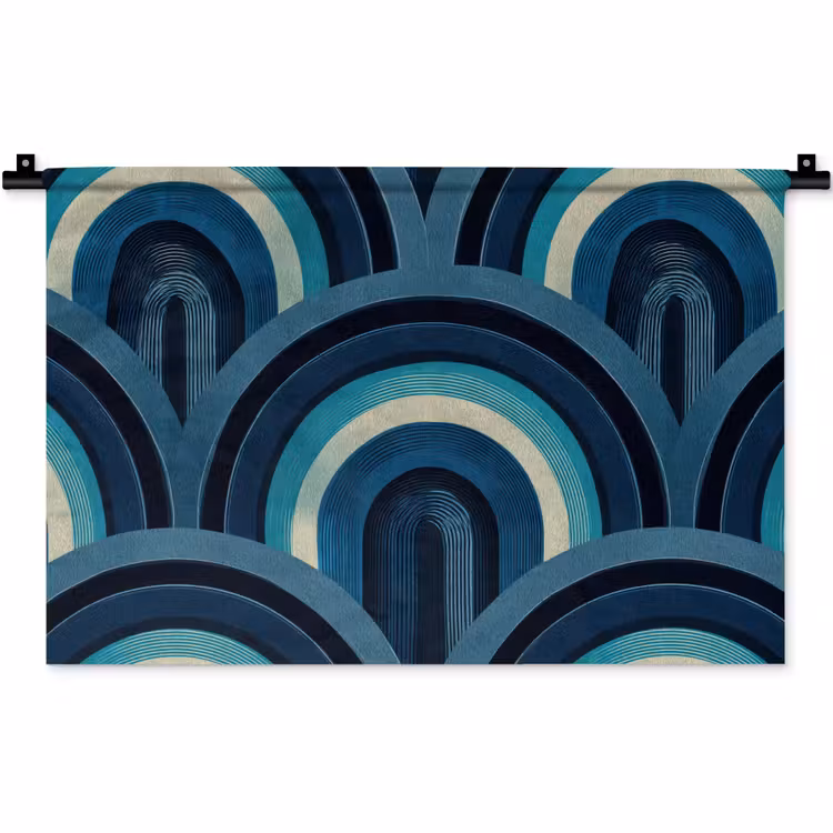 Bogen - Geometrisch - Patroon - Blauw - Retro Wandkleed katoen klein 269 -zz3d