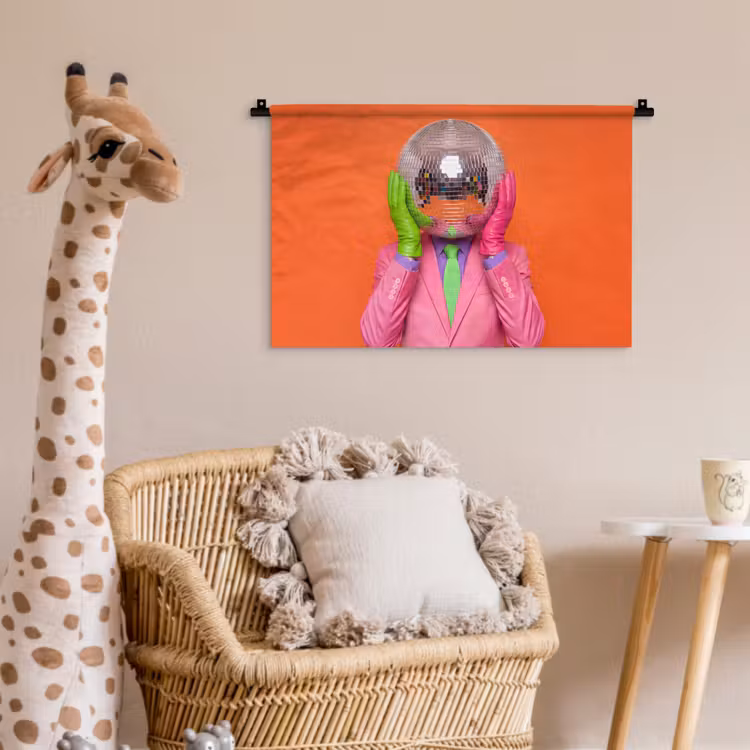 Kunst - Disco bal - Kleurrijk - Modern - Studio Wandkleed katoen klein -wsfeer5_kind