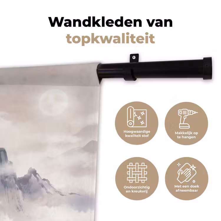 Bamboe - Azië - Grijs Wandkleed katoen klein -sfeer2