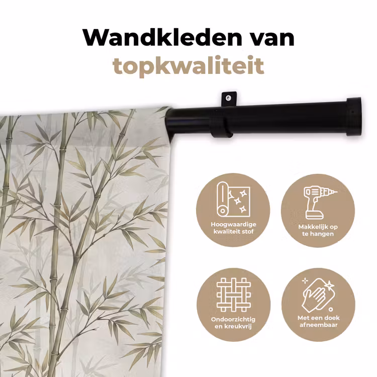 Bamboe - Bladeren - Natuur - Aquarel - Groen Wandkleed katoen klein -sfeer2