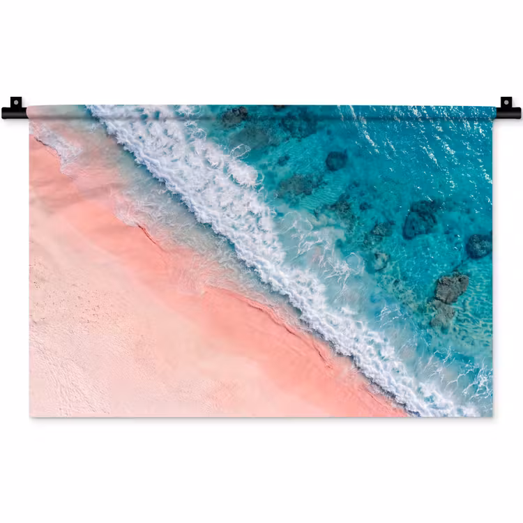 Strand - Oceaan - Golven - Roze Zand - Natuur Wandkleed katoen klein -zz3d