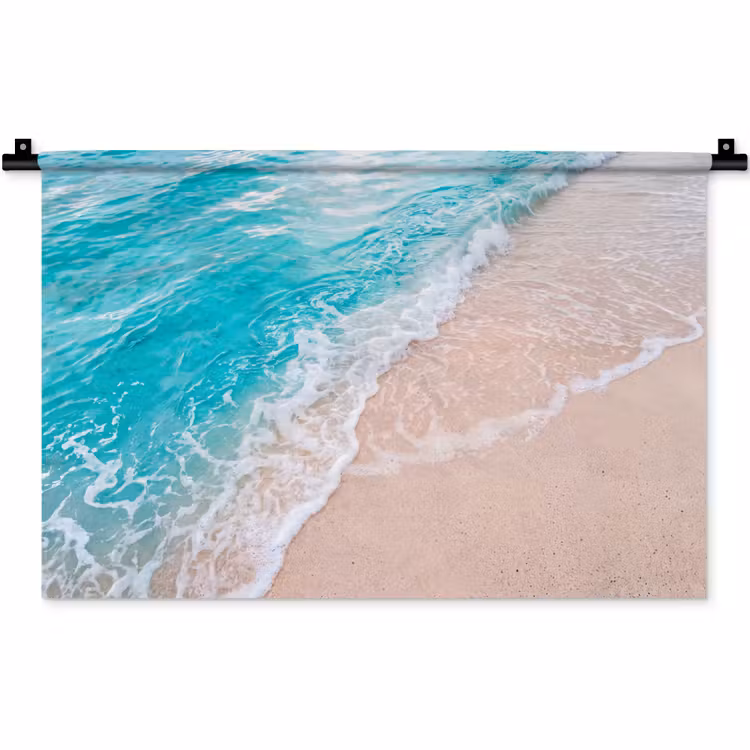 Strand - Zee - Golf - Natuur - Blauw Wandkleed katoen klein -zz3d