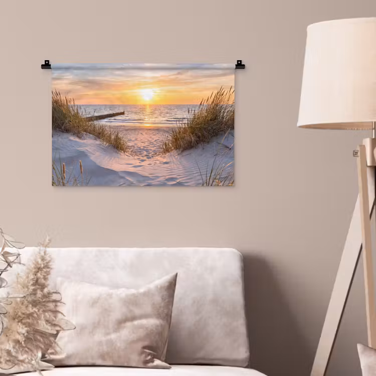 Strand - Zonsondergang - Natuur - Landschap Wandkleed katoen klein -sfeer4