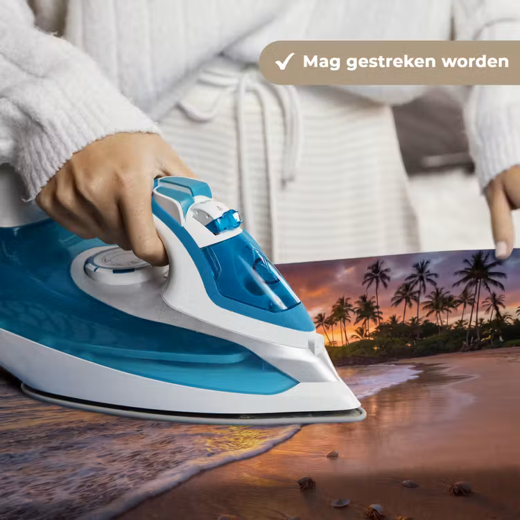 Strand - Zonsondergang - Palmbomen - Natuur - Oranje Wandkleed katoen klein -sfeer9