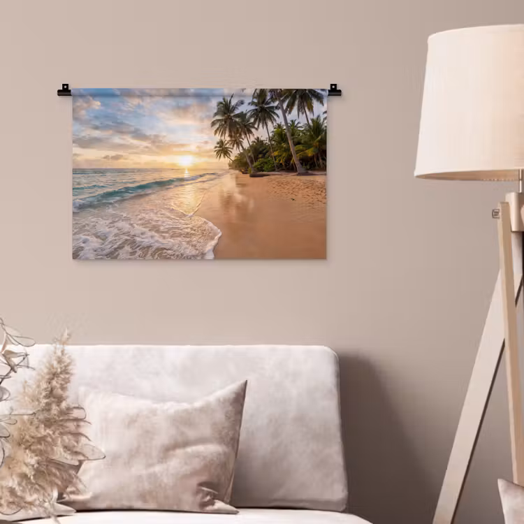 Strand - Zonsondergang - Tropisch - Natuur - Goud Wandkleed katoen klein -sfeer4