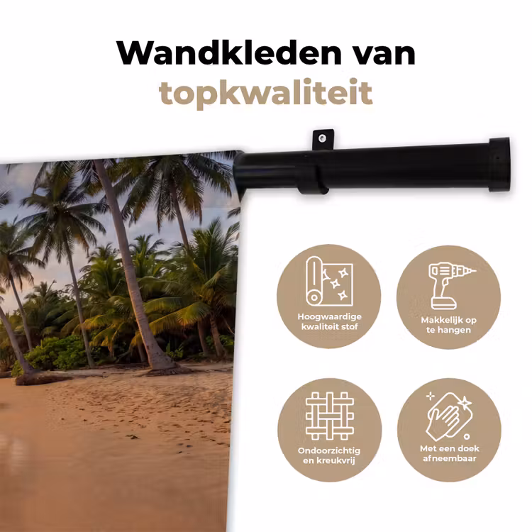 Strand - Zonsondergang - Tropisch - Natuur - Goud Wandkleed katoen klein -sfeer2