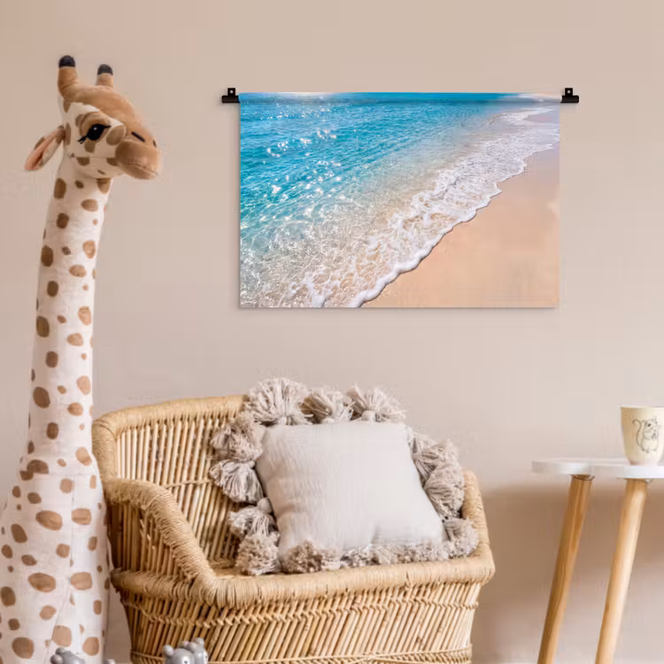 Strand - Water - Natuur - Blauw - Beige Wandkleed katoen klein -wsfeer5_kind