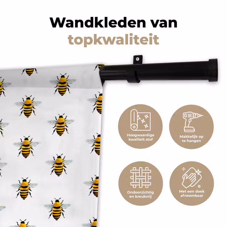 Bijen - Tijdloos - Wit Wandkleed katoen klein 269 -sfeer2