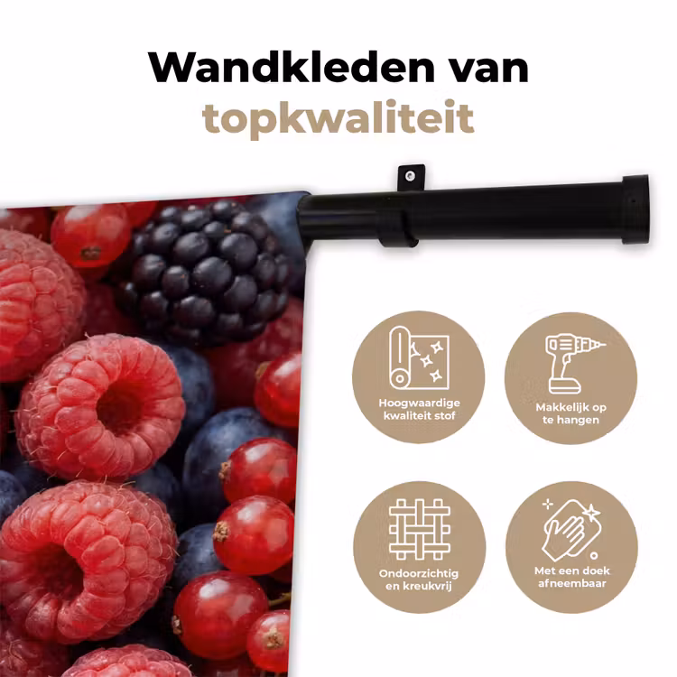 Bessen - Mix - Vers - Eten - Kleurrijk Wandkleed katoen klein -sfeer2