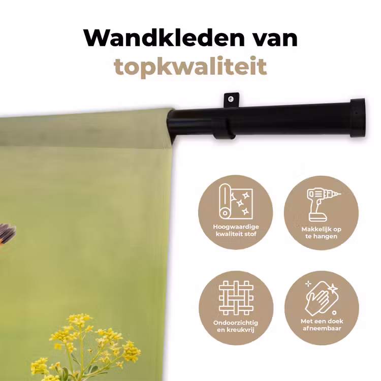 Vogel - Tak - Natuur - Kleurrijk Wandkleed katoen klein -sfeer2