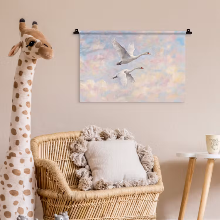 Vogel - Vliegend - Lucht - Modern - Pastel Wandkleed katoen klein -wsfeer5_kind