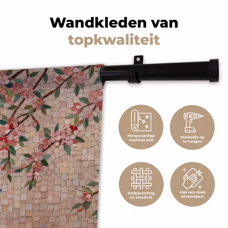 Vogel - fontein - mozaiek - kleurrijk - dieren Wandkleed katoen klein -sfeer2