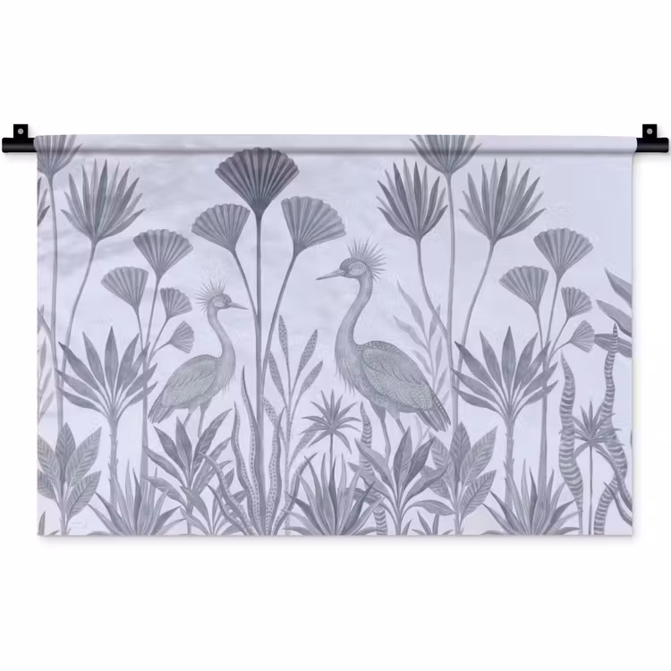 Vogel - Tropisch - Illustratie - Blauwgrijs - Natuur Wandkleed katoen klein -zz3d