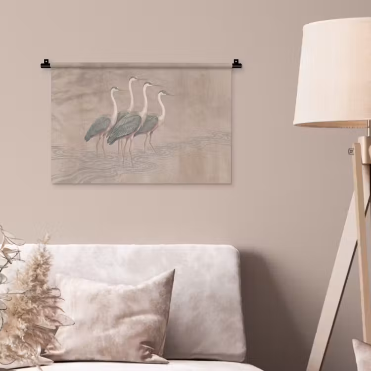 Vogel - Water - Natuur - Vintage Wandkleed katoen klein -sfeer4