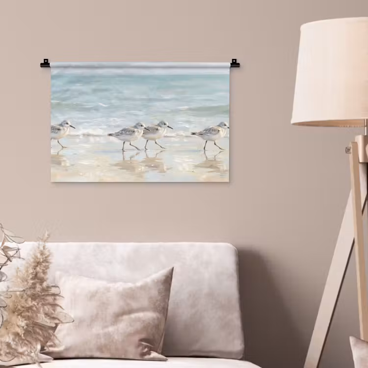 Vogels - Strand - Zee Wandkleed katoen klein -sfeer4