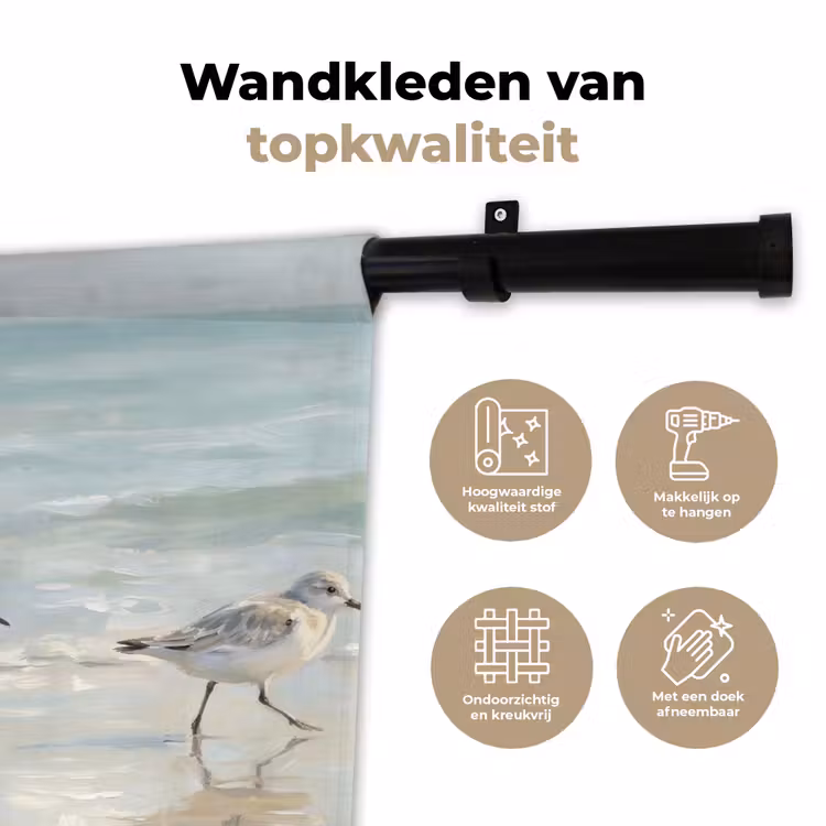 Vogels - Strand - Zee Wandkleed katoen klein -sfeer2