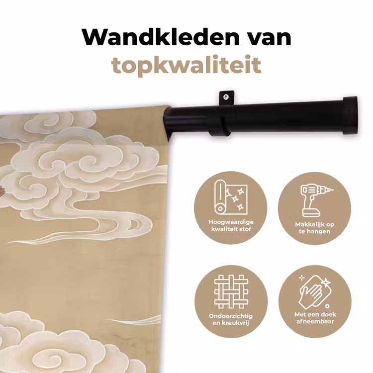 Vogels - Vliegen - Beige Wandkleed katoen klein -sfeer2