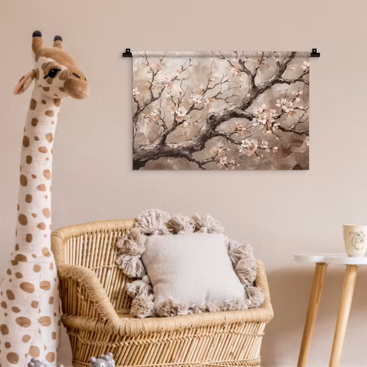 Bloesem - Takken - Schilderij - Beige - Serene Wandkleed katoen klein -wsfeer5_kind