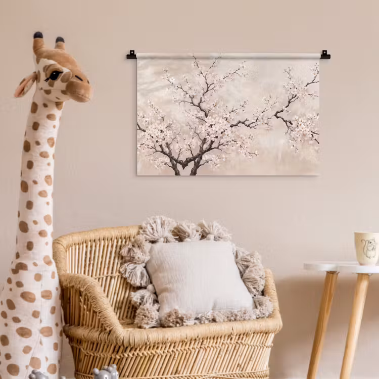 Bloesem - Illustratie - Taupe Wandkleed katoen klein -wsfeer5_kind
