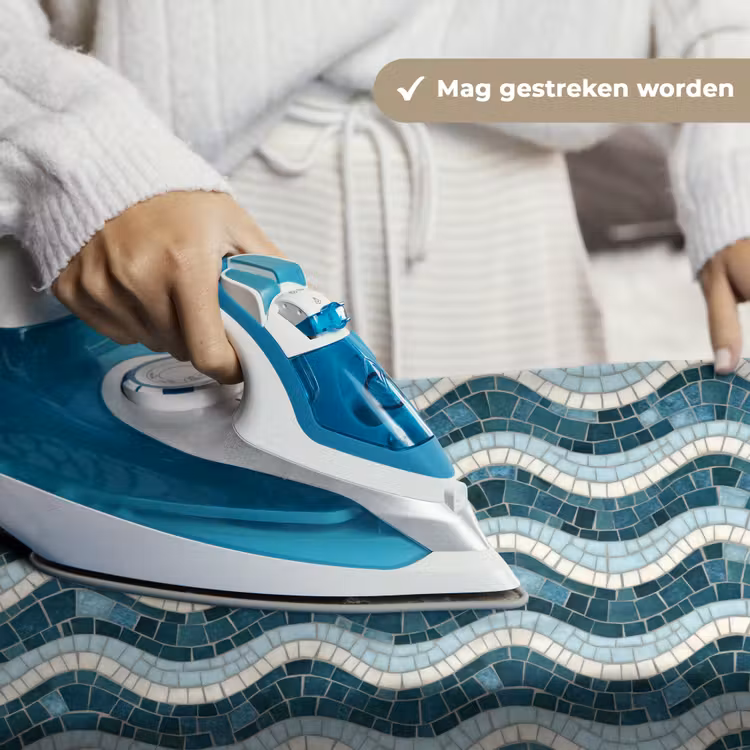 Blauw - Wit - Mozaïek - Golvend Wandkleed katoen klein 269 -sfeer9