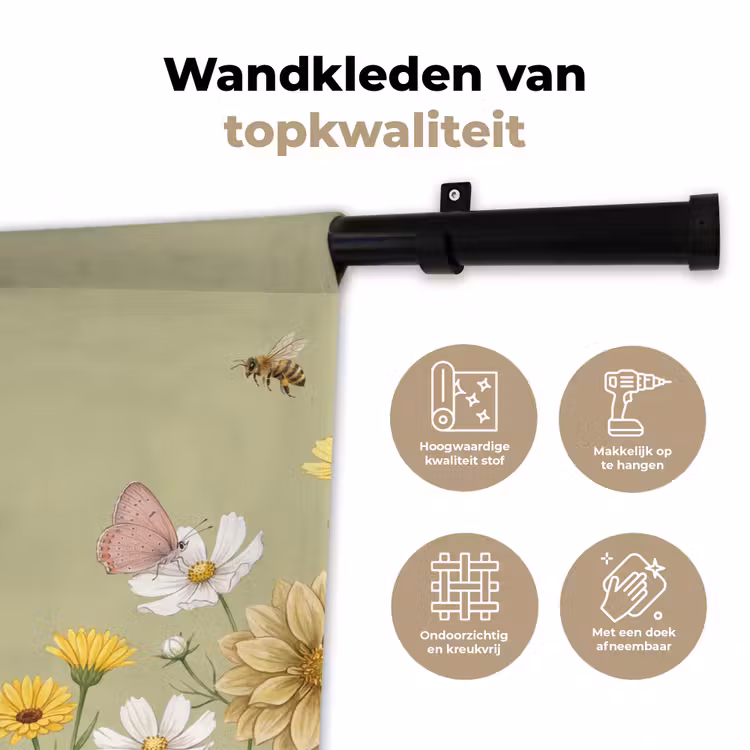 Botanisch - Bloemen - Kleurrijk Wandkleed katoen klein -sfeer2