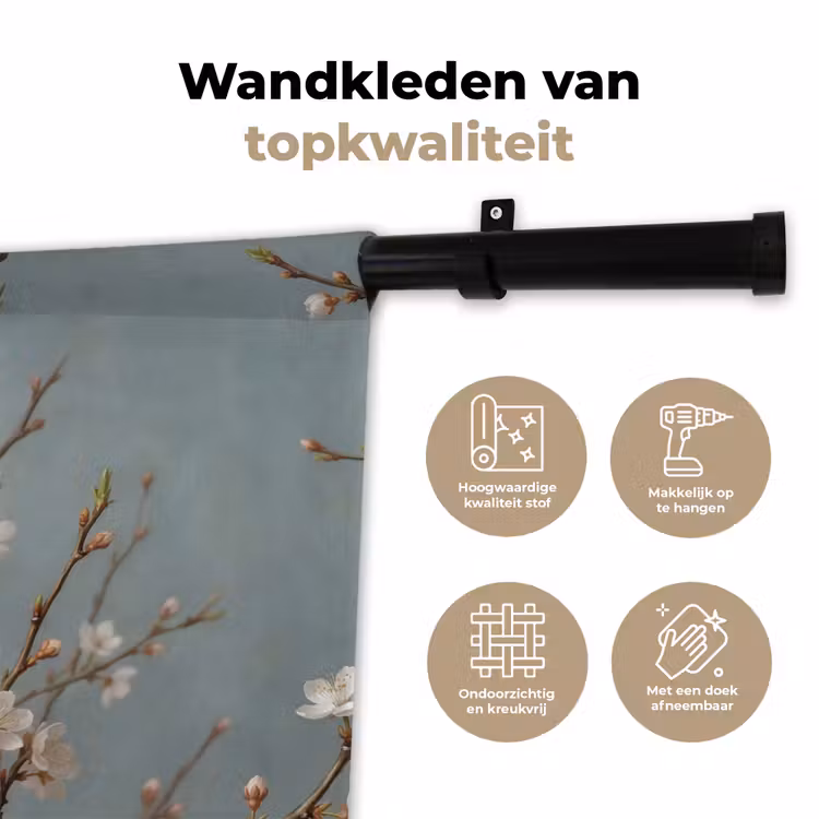 Botanisch - Stilleven - Blauw Wandkleed katoen klein -sfeer2