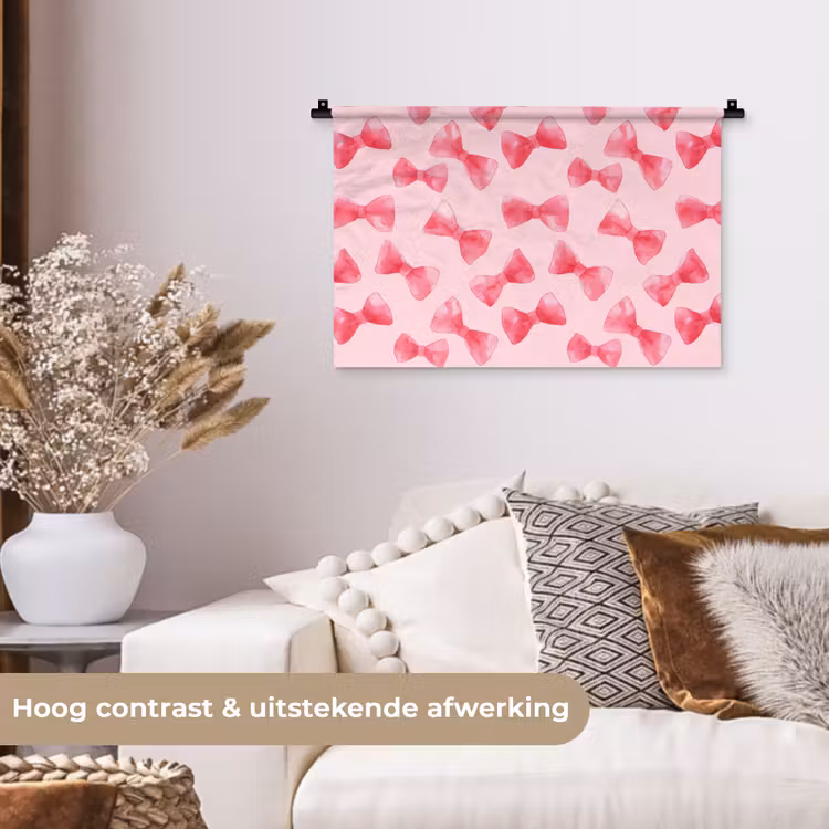 Strikken - Aquarel - Roze Wandkleed katoen klein 269 -sfeer1