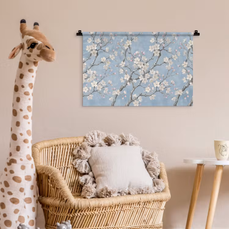 Takken - Kersenbloesem - Blauw Wandkleed katoen klein -wsfeer5_kind