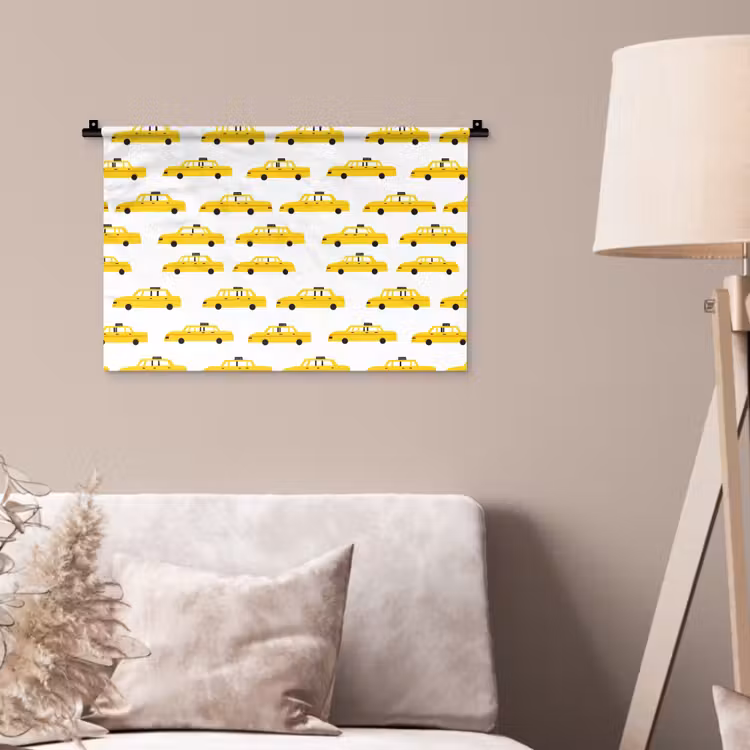 Taxi - Iconisch - Geel Wandkleed katoen klein 269 -sfeer4