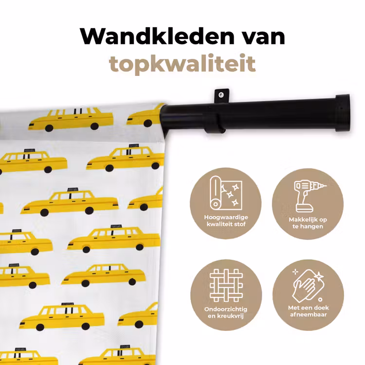 Taxi - Iconisch - Geel Wandkleed katoen klein 269 -sfeer2
