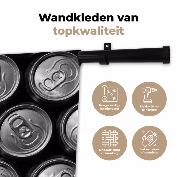 Blikjes - Aluminium - Patroon - Industrieel - Zilver Wandkleed katoen klein -sfeer2