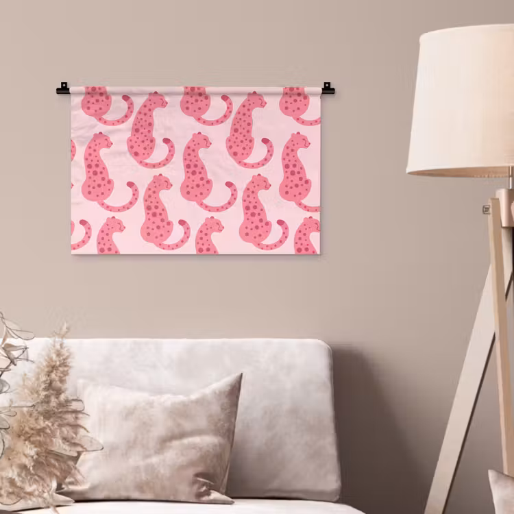 Kat - Gevlekt - Dieren - Patroon - Roze Wandkleed katoen klein -sfeer4