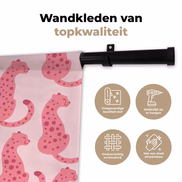 Kat - Gevlekt - Dieren - Patroon - Roze Wandkleed katoen klein -sfeer2