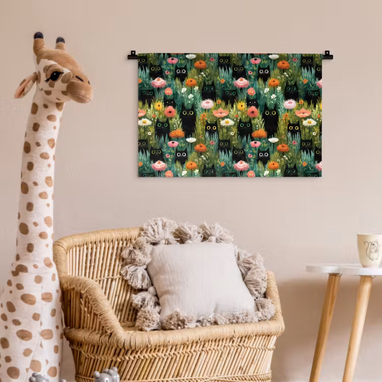 Katten - Bloemen - Kleurrijk Wandkleed katoen klein 269 -wsfeer5_kind