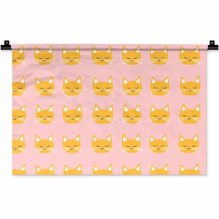 Katten - Patroon - Roze Wandkleed katoen klein 269 -zz3d