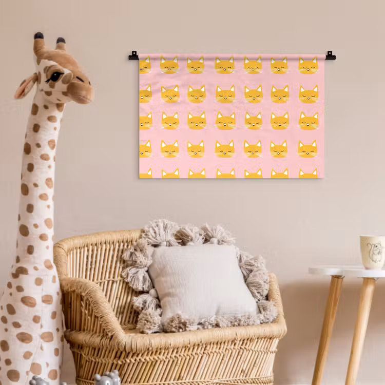 Katten - Patroon - Roze Wandkleed katoen klein 269 -wsfeer5_kind