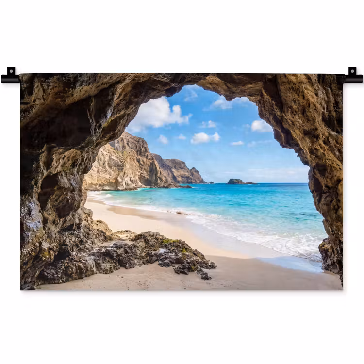 Grot - Strand - Zee - Blauw Wandkleed katoen klein -zz3d