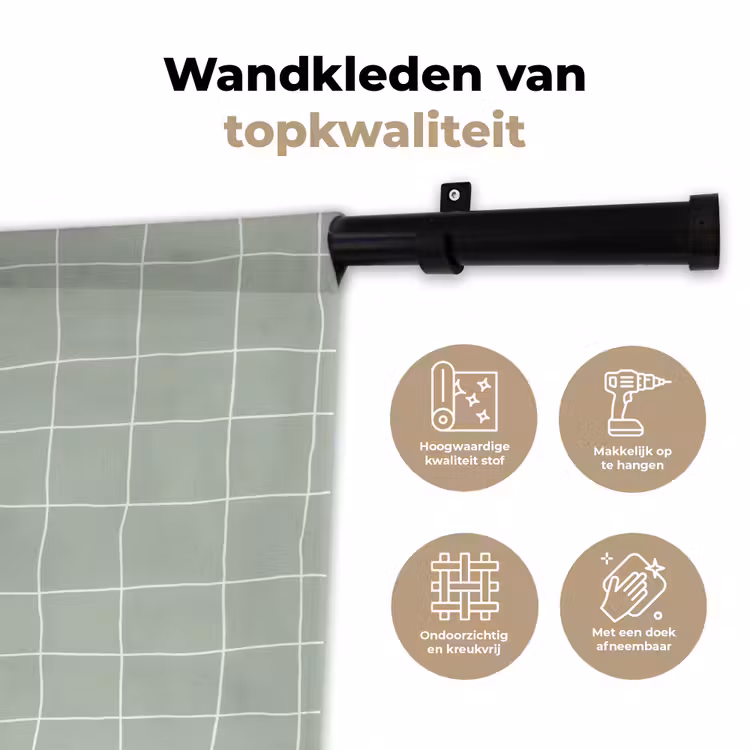 Ruitpatroon - Golvend - Groen Wandkleed katoen klein 269 -sfeer2