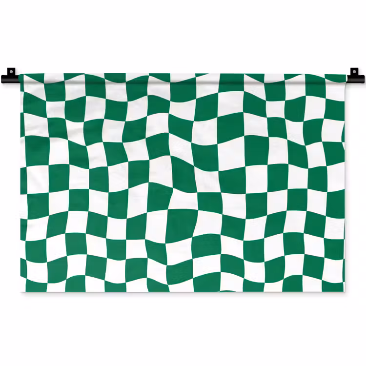Schaakbord - Golvend - Groen Wandkleed katoen klein 269 -zz3d