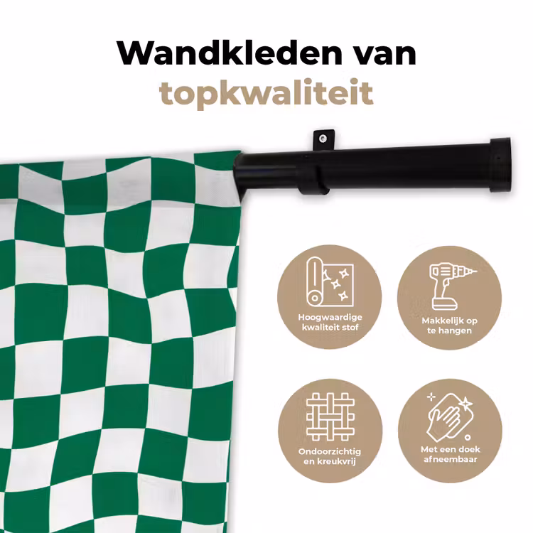 Schaakbord - Golvend - Groen Wandkleed katoen klein 269 -sfeer2