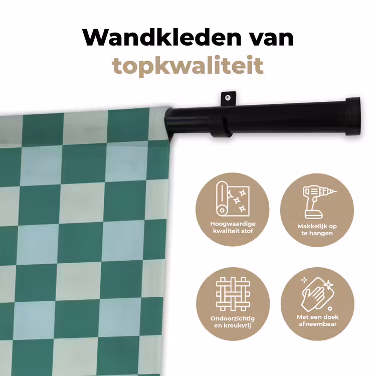 Schaak - Klassiek - Groen Wandkleed katoen klein 269 -sfeer2
