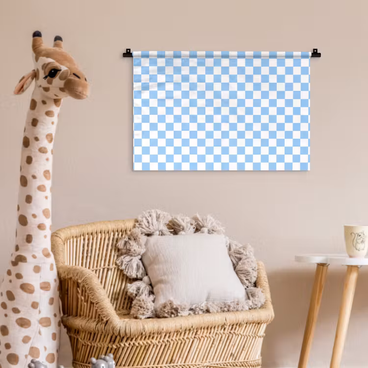 Schaakbord - Klassiek - Blauw Wandkleed katoen klein 269 -wsfeer5_kind