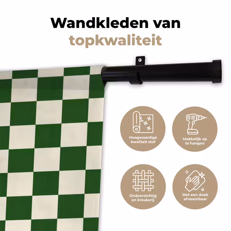Schaakbord - Patroon - Groen Wandkleed katoen klein 269 -sfeer2