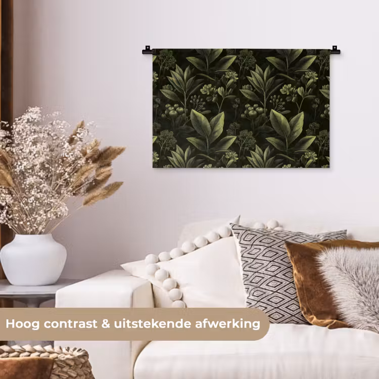 Klassiek - Donker - Botanisch - Planten Wandkleed katoen klein 269 -sfeer1