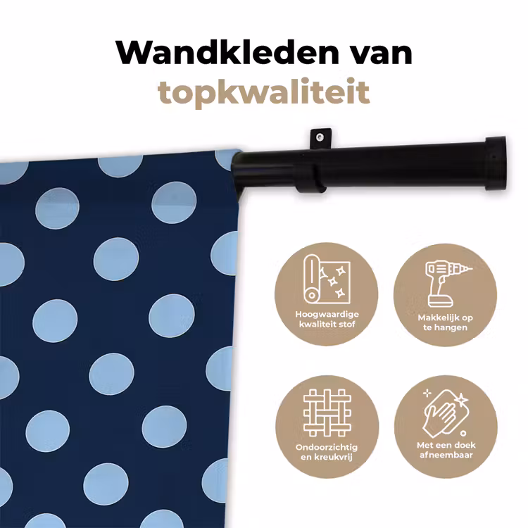Klassiek - Dots - Blauw Wandkleed katoen klein 269 -sfeer2