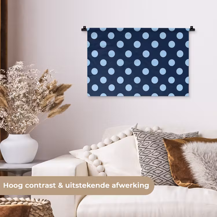 Klassiek - Dots - Blauw Wandkleed katoen klein 269 -sfeer1