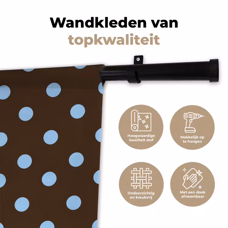 Klassiek - Stippen - Bruin Wandkleed katoen klein 269 -sfeer2