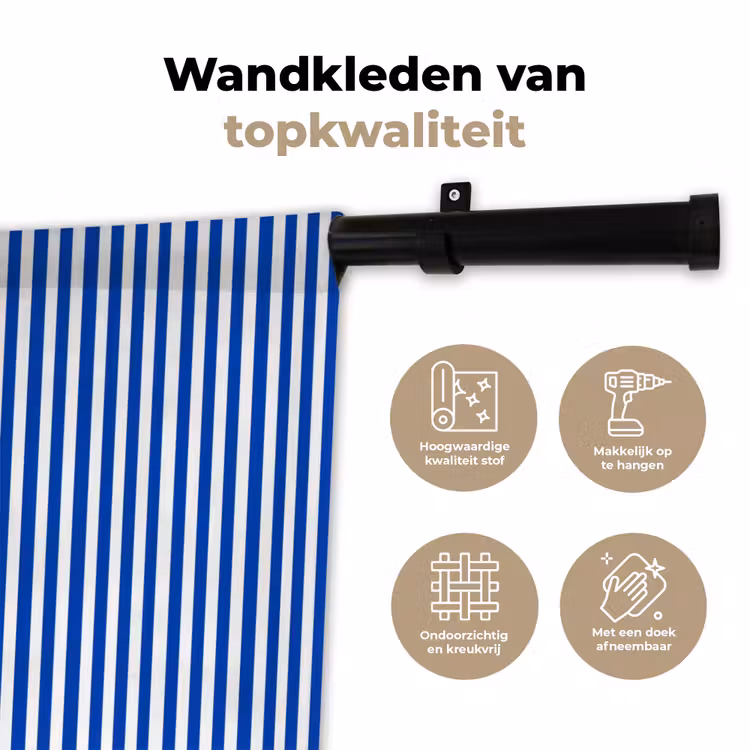 Klassiek - Strepen - Blauw Wandkleed katoen klein 269 -sfeer2